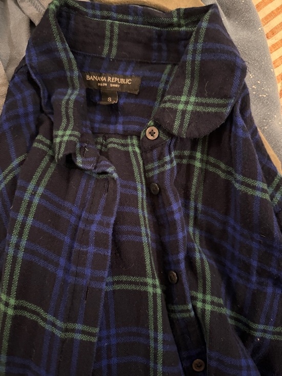 Banana Republic Tops - Banana Republic Blue and Green Plaid Button-Up Shirt
